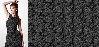 03024v Materiał ze wzorem drobny, biały motyw paisley